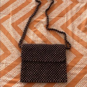 Beaded Purse, Brown Wooden Beads